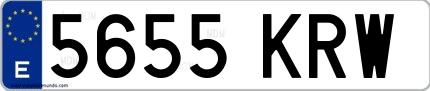 Ejemplo de matrícula española 5655 KRW