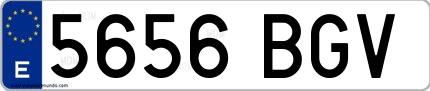 Ejemplo de matrícula española 5656 BGV