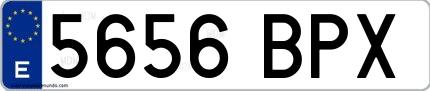 Ejemplo de matrícula española 5656 BPX