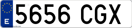 Ejemplo de matrícula de coche ordinaria 5656 CGX