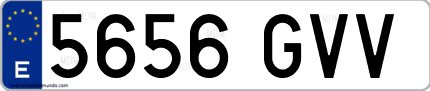 Ejemplo de matrícula de coche ordinaria 5656 GVV