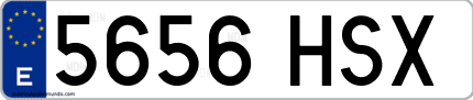 Ejemplo de matrícula de coche ordinaria 5656 HSX