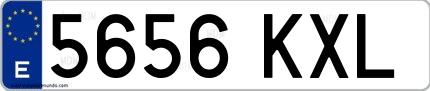 Ejemplo de matrícula española 5656 KXL