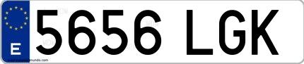 Ejemplo de matrícula española 5656 LGK