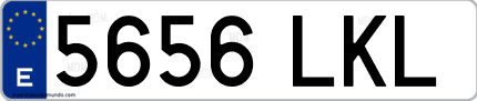 Ejemplo de matrícula de coche ordinaria 5656 LKL