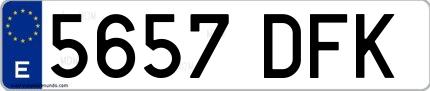 Ejemplo de matrícula española 5657 DFK
