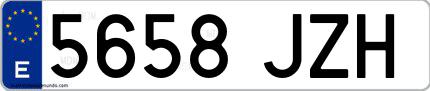 Ejemplo de matrícula española 5658 JZH