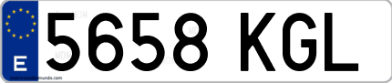 Ejemplo de matrícula de coche ordinaria 5658 KGL