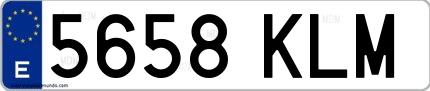 Ejemplo de matrícula española 5658 KLM