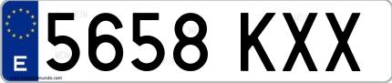 Ejemplo de matrícula española 5658 KXX