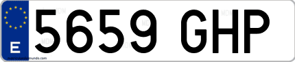 Ejemplo de matrícula de coche ordinaria 5659 GHP