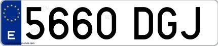 Ejemplo de matrícula española 5660 DGJ