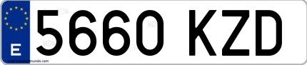 Ejemplo de matrícula española 5660 KZD