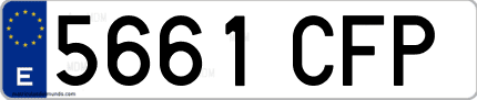 Ejemplo de matrícula de coche ordinaria 5661 CFP