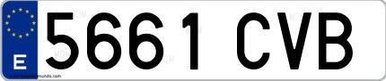 Ejemplo de matrícula española 5661 CVB
