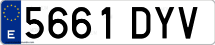 Ejemplo de matrícula de coche ordinaria 5661 DYV