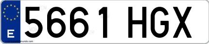 Ejemplo de matrícula española 5661 HGX