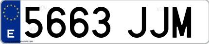Ejemplo de matrícula española 5663 JJM