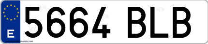 Ejemplo de matrícula de coche ordinaria 5664 BLB