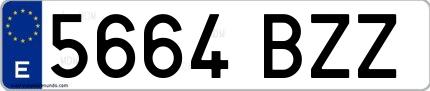 Ejemplo de matrícula española 5664 BZZ