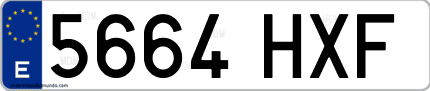 Ejemplo de matrícula de coche ordinaria 5664 HXF
