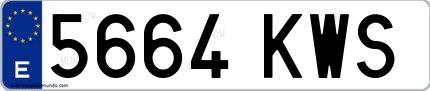 Ejemplo de matrícula española 5664 KWS