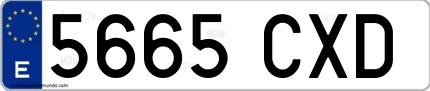 Ejemplo de matrícula española 5665 CXD