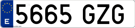 Ejemplo de matrícula de coche ordinaria 5665 GZG