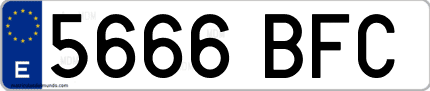 Ejemplo de matrícula de coche ordinaria 5666 BFC