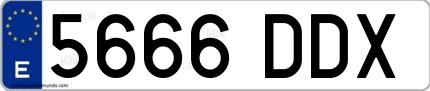 Ejemplo de matrícula española 5666 DDX