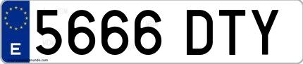 Ejemplo de matrícula española 5666 DTY