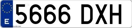 Ejemplo de matrícula española 5666 DXH