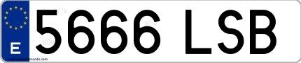 Ejemplo de matrícula española 5666 LSB