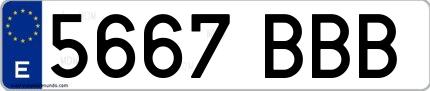 Ejemplo de matrícula española 5667 BBB