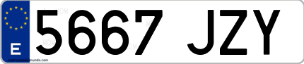Ejemplo de matrícula de coche ordinaria 5667 JZY