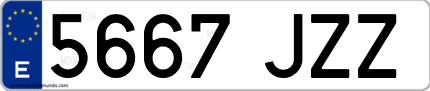 Ejemplo de matrícula de coche ordinaria 5667 JZZ