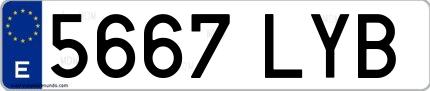 Ejemplo de matrícula española 5667 LYB