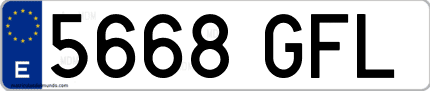 Ejemplo de matrícula de coche ordinaria 5668 GFL