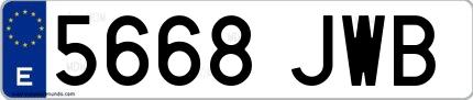 Ejemplo de matrícula española 5668 JWB