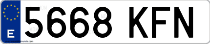 Ejemplo de matrícula de coche ordinaria 5668 KFN