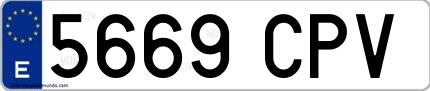 Ejemplo de matrícula española 5669 CPV
