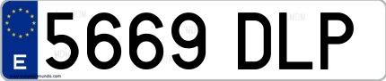 Ejemplo de matrícula española 5669 DLP