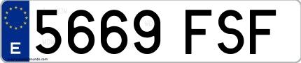 Ejemplo de matrícula española 5669 FSF