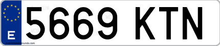Ejemplo de matrícula de coche ordinaria 5669 KTN