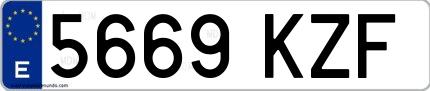 Ejemplo de matrícula española 5669 KZF