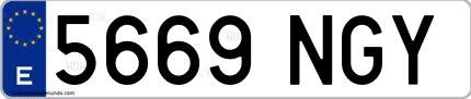 Ejemplo de matrícula española 5669 NGY