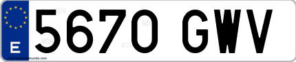 Ejemplo de matrícula de coche ordinaria 5670 GWV