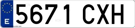 Ejemplo de matrícula española 5671 CXH