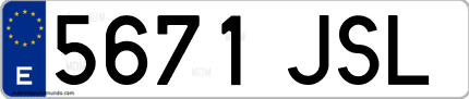 Ejemplo de matrícula de coche ordinaria 5671 JSL
