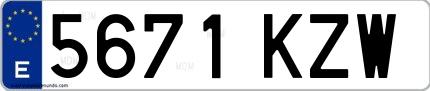 Ejemplo de matrícula española 5671 KZW